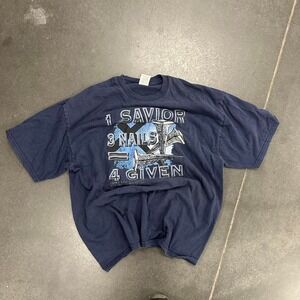 90s Jesus Christ Christian Graphic navy T-Shirt